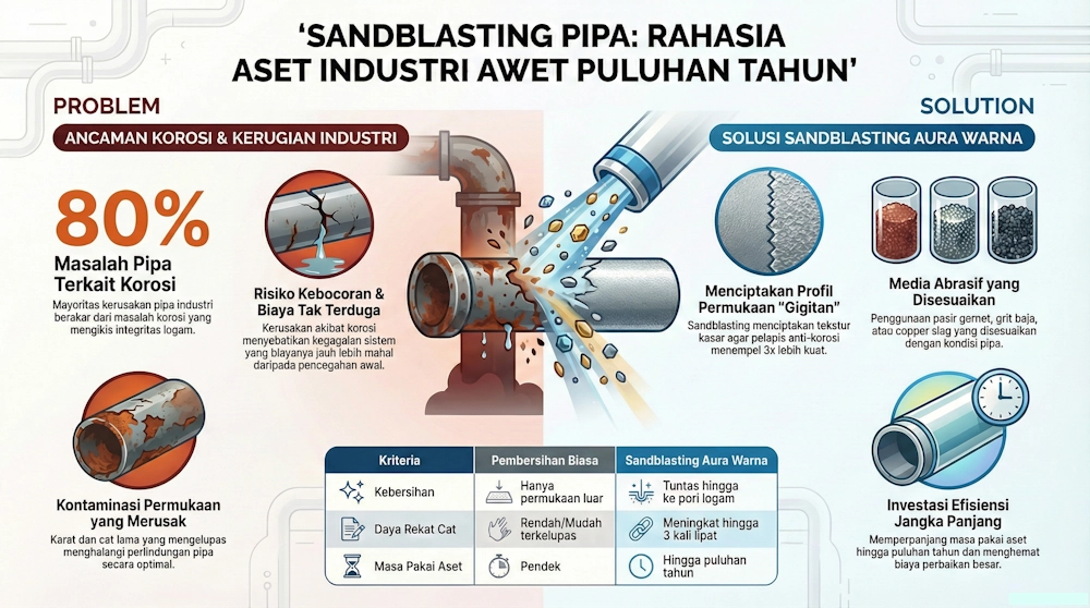 jasa sanblasting pipa aura warna